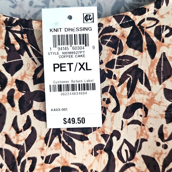 NWT JM Collection Petite 3/4  Sleeve Curved Hem Knit Tunic XL Tan/Black - Picture 5 of 12